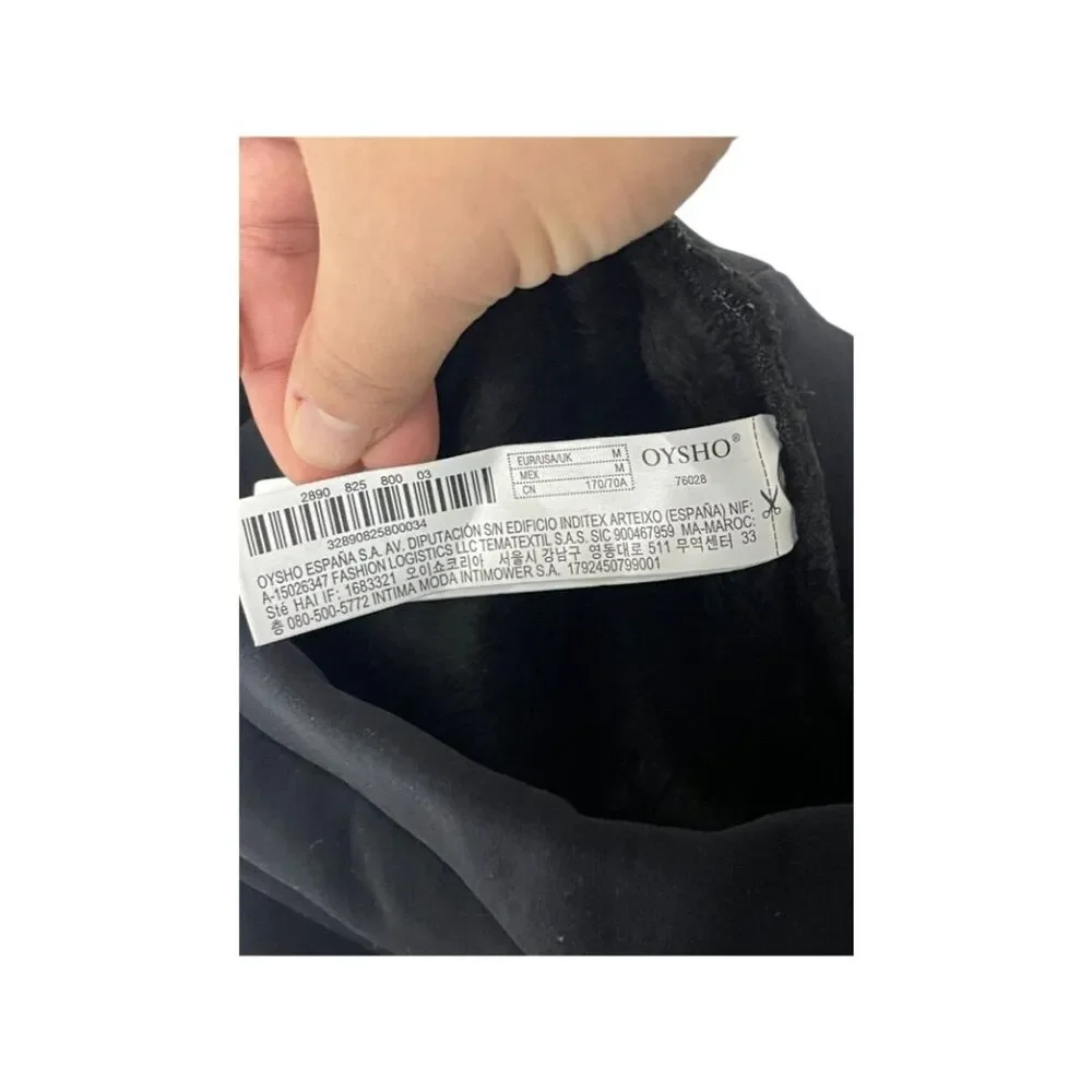 Oysho Womens Leggings Medium Black Ankle High Rise Super Extra Warm Seamless NWT